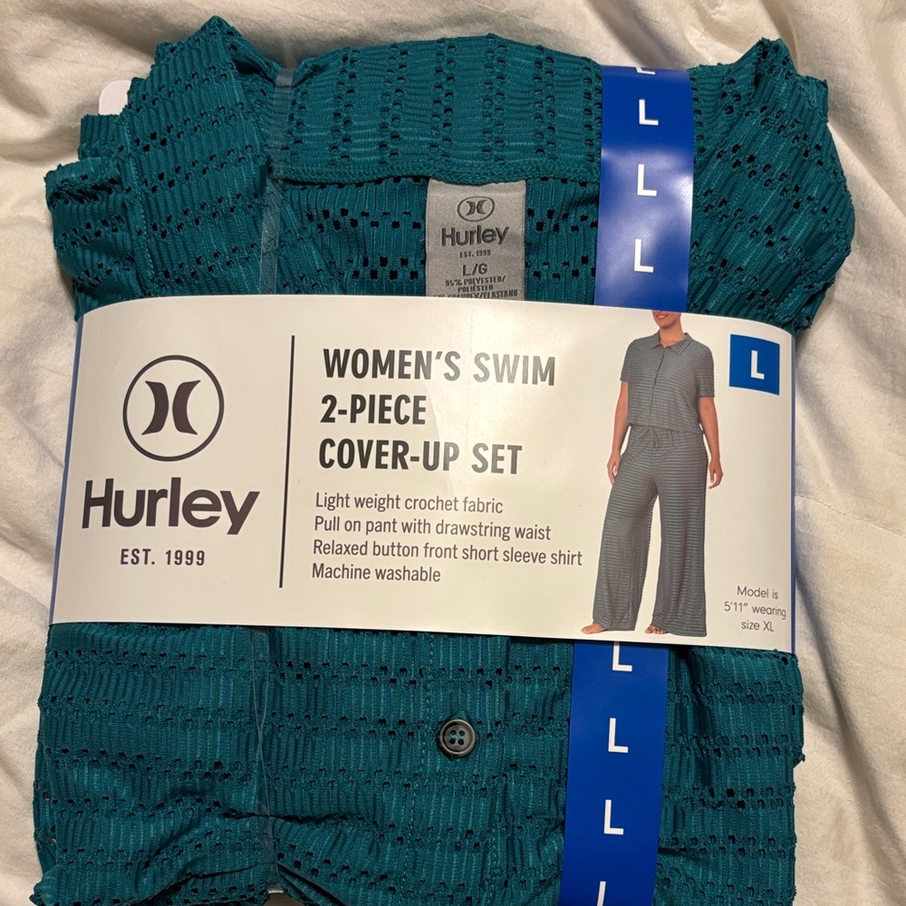 Hurley Women's Teal Crochet Swim Cover-Up Set NWT